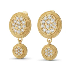 0.44 CTTW Lab Grown Diamond Pave Cluster Drop Earrings thumbnail 1