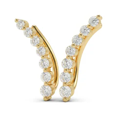 0.64 CTTW Round Lab Grown Diamond Ear Climber Earrings thumbnail 1