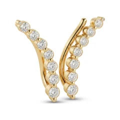 0.64 CTTW Round Lab Grown Diamond Ear Climber Earrings thumbnail 2