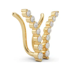0.64 CTTW Round Lab Grown Diamond Ear Climber Earrings thumbnail 3