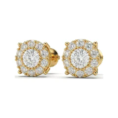 0.44 CTTW Lab Grown Diamond Round Halo Stud Earrings with Pave Cluster thumbnail 1