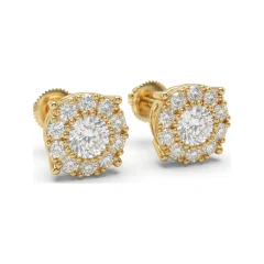 0.44 CTTW Lab Grown Diamond Round Halo Stud Earrings with Pave Cluster thumbnail 2