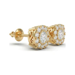 0.44 CTTW Lab Grown Diamond Round Halo Stud Earrings with Pave Cluster thumbnail 3