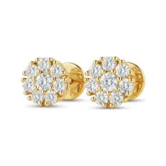 0.36 CTTW Lab Grown Diamond Flower Cluster Stud Earrings | Floral Prong-Set Studs thumbnail 1
