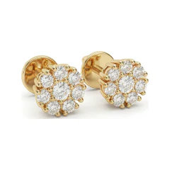 0.36 CTTW Lab Grown Diamond Flower Cluster Stud Earrings | Floral Prong-Set Studs thumbnail 2