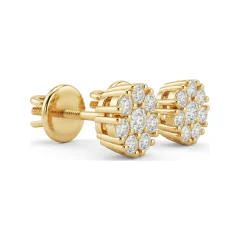 0.36 CTTW Lab Grown Diamond Flower Cluster Stud Earrings | Floral Prong-Set Studs thumbnail 3