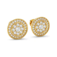 0.6 CTTW Lab Grown Diamond Round Double Halo Stud Earrings in Pave thumbnail 2