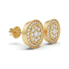0.6 CTTW Lab Grown Diamond Round Double Halo Stud Earrings in Pave thumbnail 3