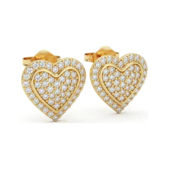 0.5 CTTW Lab Grown Diamond Pave Heart Stud Earrings - Everyday Romance thumbnail 2