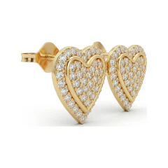 0.5 CTTW Lab Grown Diamond Pave Heart Stud Earrings - Everyday Romance thumbnail 3