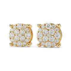 1.99 CTTW Lab Grown Diamond Round Cluster Stud Earrings with Channel Detail thumbnail 1