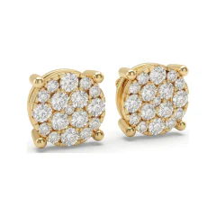 1.99 CTTW Lab Grown Diamond Round Cluster Stud Earrings with Channel Detail thumbnail 2
