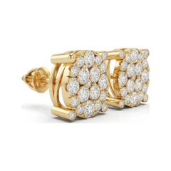 1.99 CTTW Lab Grown Diamond Round Cluster Stud Earrings with Channel Detail thumbnail 3
