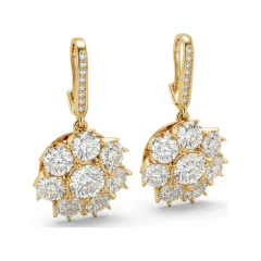 4.55 CTTW Lab Grown Diamond Flower Cluster Leverback Drop Earrings Dangles thumbnail 2