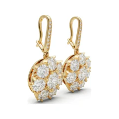 4.55 CTTW Lab Grown Diamond Flower Cluster Leverback Drop Earrings Dangles thumbnail 3