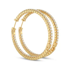 2.64 CTTW Pave Lab Grown Diamond Huggie Hoops | Round Diamond Earrings thumbnail 3