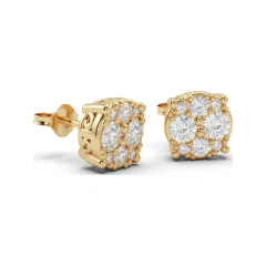 0.94 CTTW Lab Grown Diamond Round Pave Cluster Studs | Everyday Sparkle thumbnail 2