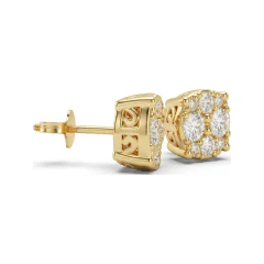 0.94 CTTW Lab Grown Diamond Round Pave Cluster Studs | Everyday Sparkle thumbnail 3