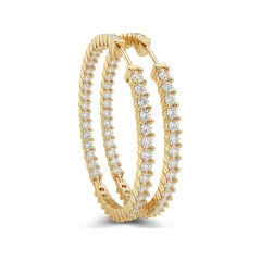 4.28 CTTW Lab Grown Diamond Inside-Out Channel-Set Huggie Hoop Earrings thumbnail 2