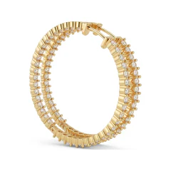 4.28 CTTW Lab Grown Diamond Inside-Out Channel-Set Huggie Hoop Earrings thumbnail 3