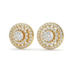1.11 CTTW Lab Grown Diamond Double Halo Pave Stud Earrings thumbnail 1