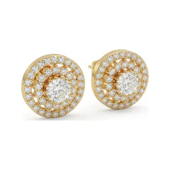 1.11 CTTW Lab Grown Diamond Double Halo Pave Stud Earrings thumbnail 2