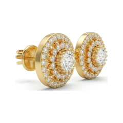 1.11 CTTW Lab Grown Diamond Double Halo Pave Stud Earrings thumbnail 3