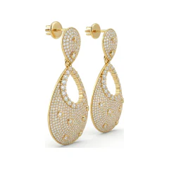 4.18 CTTW Open Teardrop Drop Earrings | Micro-Pave Lab Grown Diamond thumbnail 3