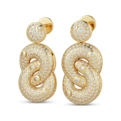1.55 CTTW Lab Grown Diamond Love Knot Drop Earrings | Pave & Bezel Dangles thumbnail 1