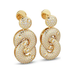 1.55 CTTW Lab Grown Diamond Love Knot Drop Earrings | Pave & Bezel Dangles thumbnail 2
