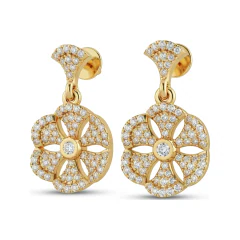 0.73 CTTW Lab Grown Diamond Cross Drop Earrings | Pave & Bezel Dangles thumbnail 1