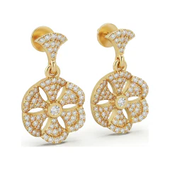 0.73 CTTW Lab Grown Diamond Cross Drop Earrings | Pave & Bezel Dangles thumbnail 2