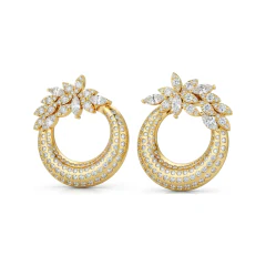 2.9 CTTW Marquise Lab Grown Diamond Floral Circle Earrings | Pave Crescent thumbnail 1