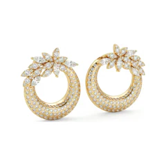 2.9 CTTW Marquise Lab Grown Diamond Floral Circle Earrings | Pave Crescent thumbnail 2