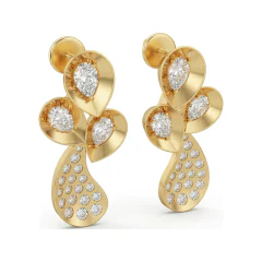 0.79 CTTW Pear Lab Grown Diamond Floral Cluster Stud Earrings | Pave Teardrop thumbnail 2