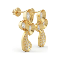 0.79 CTTW Pear Lab Grown Diamond Floral Cluster Stud Earrings | Pave Teardrop thumbnail 3
