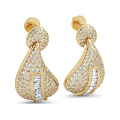 1.98 CTTW Lab Grown Diamond Baguette Teardrop Drop Earrings in Channel-Set thumbnail 2