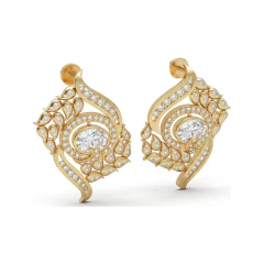 2.73 CTTW Oval Lab Grown Diamond Paisley Swirl Earrings | Micro-Pave thumbnail 2
