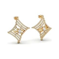 2.16 CTTW Baguette Lab Grown Diamond Kite-Shape Pave Stud Earrings | Art Deco thumbnail 2