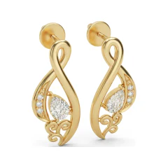 0.31 CTTW Pear Lab Grown Diamond Paisley Stud Earrings thumbnail 2