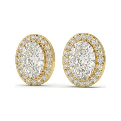 1.79 CTTW Oval Halo Lab Grown Diamond Stud Earrings | Classic Studs thumbnail 1