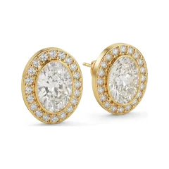 1.79 CTTW Oval Halo Lab Grown Diamond Stud Earrings | Classic Studs thumbnail 2