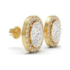 1.79 CTTW Oval Halo Lab Grown Diamond Stud Earrings | Classic Studs thumbnail 3