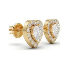 0.86 CTTW Heart Cut Lab Grown Diamond Halo Stud Earrings thumbnail 3