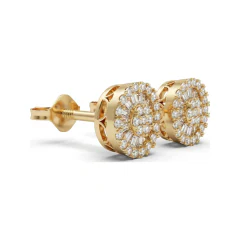 0.41 CTTW Baguette and Round Lab Grown Diamond Starburst Stud Earrings thumbnail 3