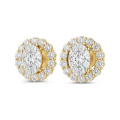 2.34 CTTW Oval Lab Grown Diamond Halo Stud Earrings thumbnail 1