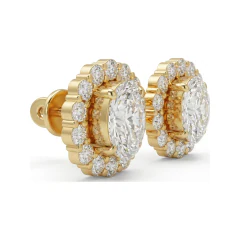 2.34 CTTW Oval Lab Grown Diamond Halo Stud Earrings thumbnail 3