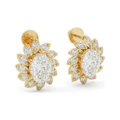 2.09 CTTW Oval Lab Grown Diamond Halo Stud Earrings thumbnail 2