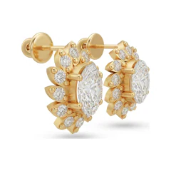 2.09 CTTW Oval Lab Grown Diamond Halo Stud Earrings thumbnail 3