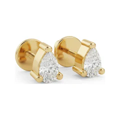 0.19 CTTW Pear Cut Lab Grown Diamond Solitaire Stud Earrings | Three Prong thumbnail 2